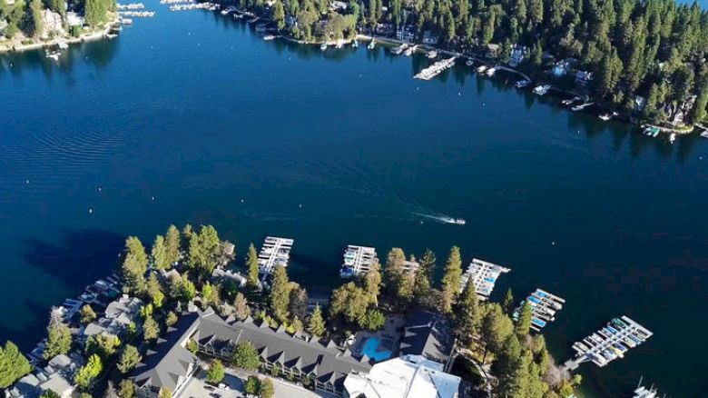 Present day aerial view of Lake Arrowhead Resort